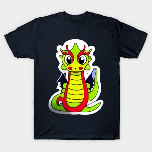 Whimsical Green Dragon: A Playful Design for T-Shirts, Mugs, and Stickers T-Shirt